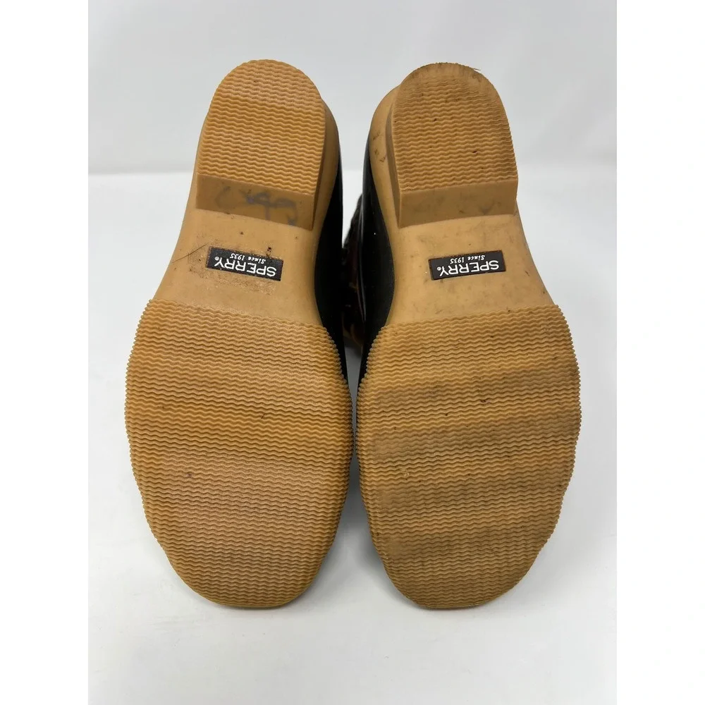 Sperry Saltwater Duck Boots Girls 2M Brown Side Zip Waterproof Rain